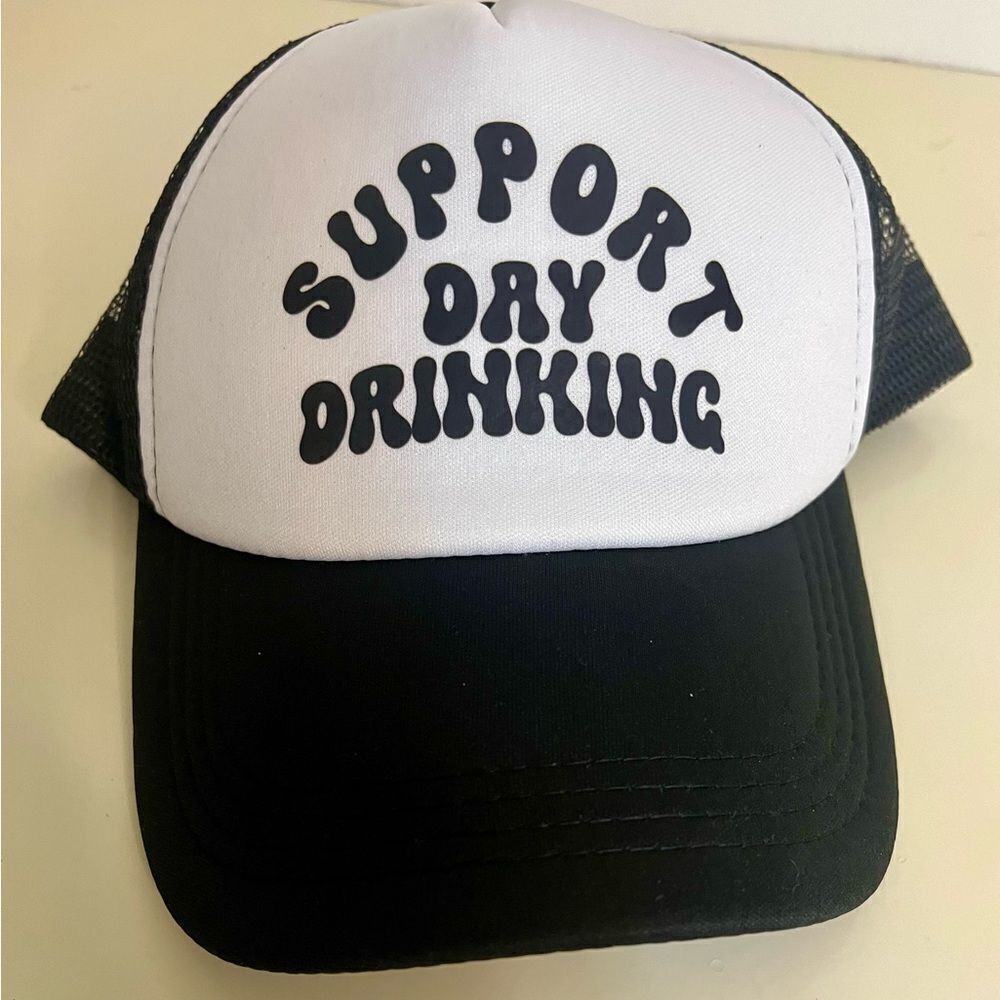 NWOT black Trucker Hat - Support Day Drinking